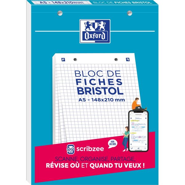 Bloc de fiches Bristol Oxford A5