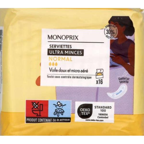 Serviettes ultra-minces normal Monoprix