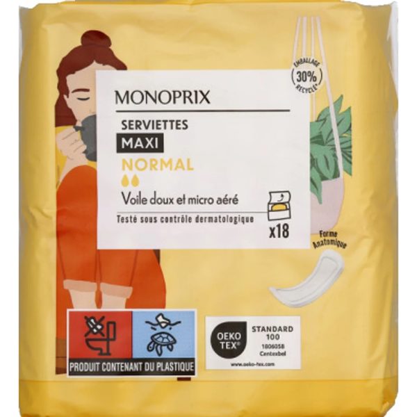 Serviettes maxi normal Monoprix