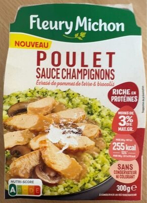Poulet rôti, écrasé de pommes de terre, brocolis