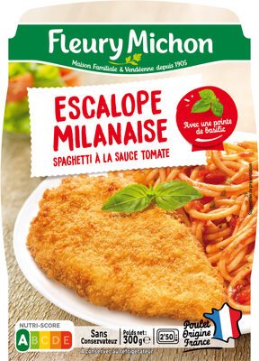 Escalope milanaise, spaghetti sauce tomate
