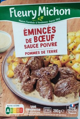 Émincés de bœuf sauce poivre, pommes de terre