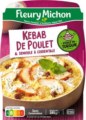 Kebab de poulet et semoule à l'orientale