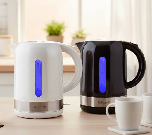 Bouilloire électrique sans fil Décor INOX — blanc / noir