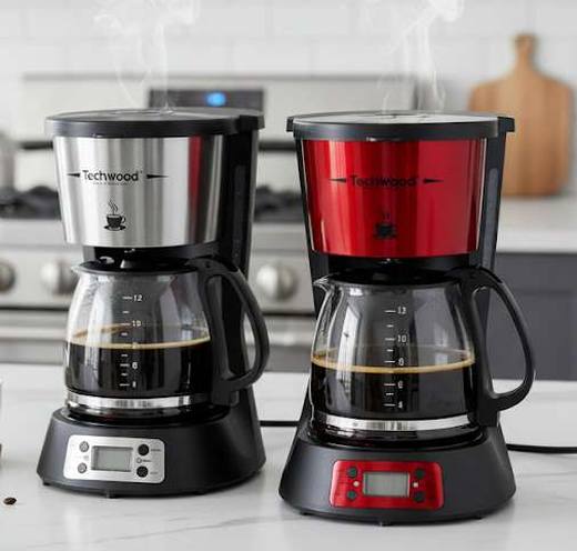 Cafetière Décor INOX Programmable — rouge
