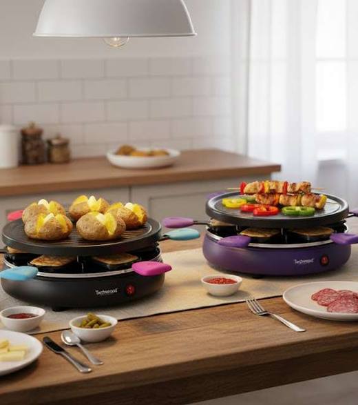 Raclette grill 6 personnes — noir / violet