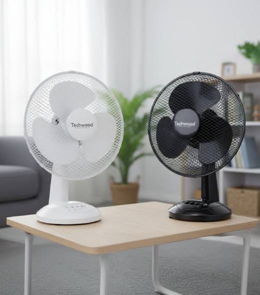 Ventilateur de table — blanc / noir